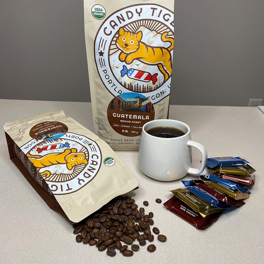 Candy Tiger - Guatemala - Whole Bean - Certified Organic - Medium Roasted - 100% Arabica - Small-Batch - Artisan - 2 Lb