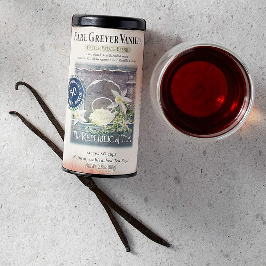 The Republic Of Tea Earl Greyer Vanilla Tea, 2.8 Oz Tin, 50 Tea Bags | Gourmet Tea | Caffeinated