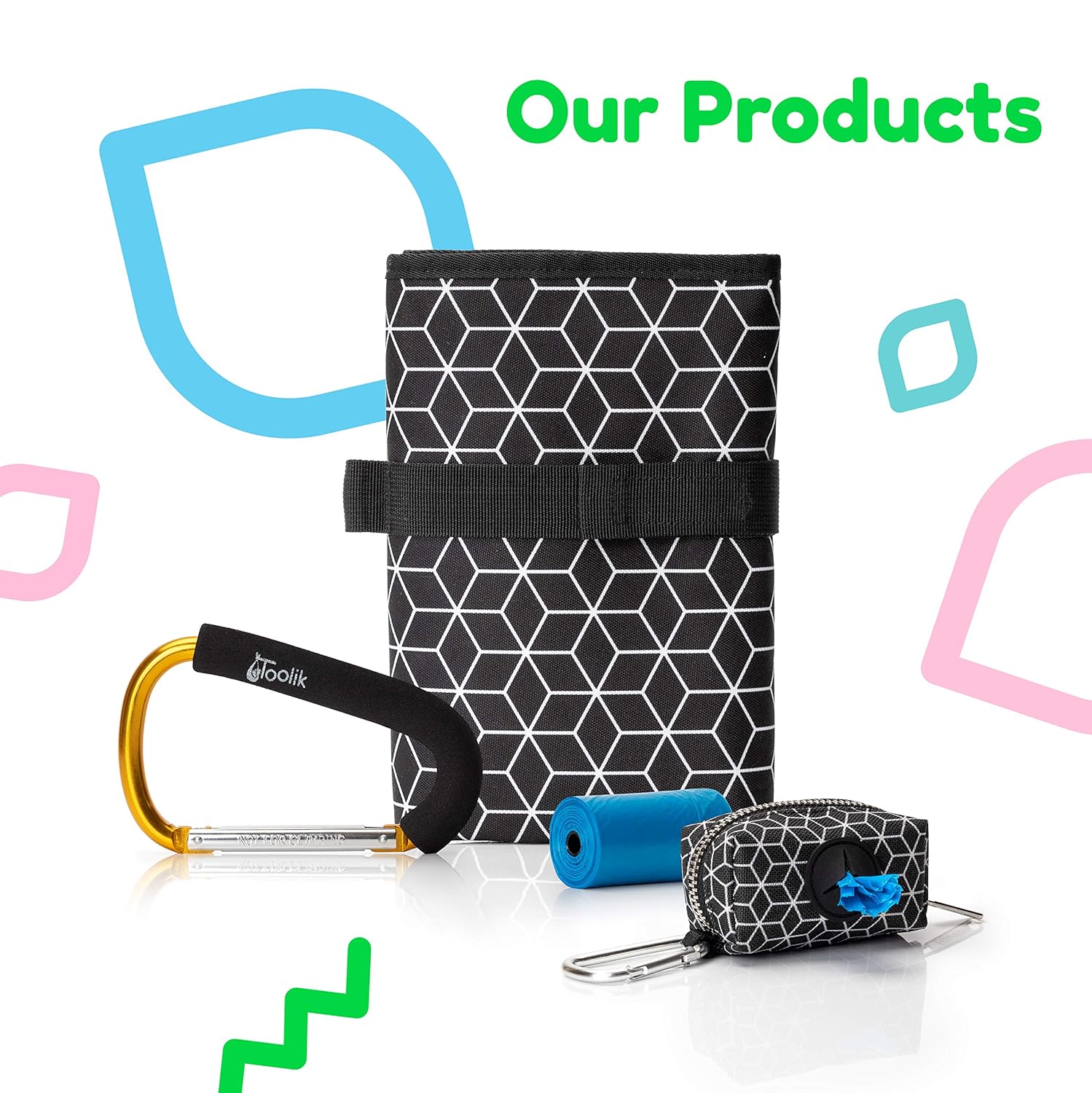 Toolik Diaper Bag Dispenser Refills Disposable Unscented Waste Bags (8 Rolls - 120 Bags)