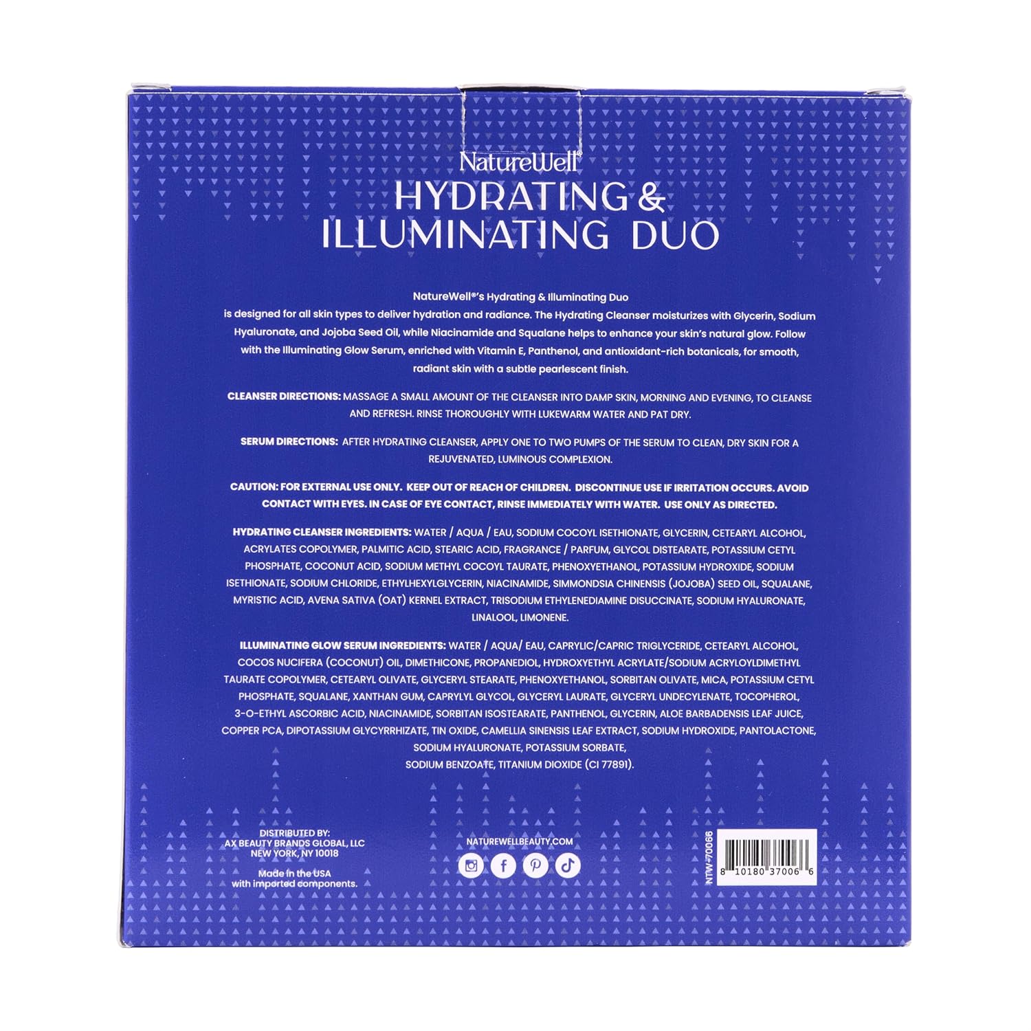 Naturewell Hydrating Cleanser & Illuminating Glow Serum Skincare Duo, Nourishes & Moisturizes While Providing A Natural Luminous Finish, For All Skin Types : Beauty & Personal Care