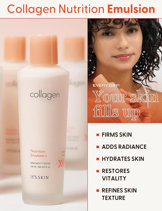 It'S Skin Collagen Nutrition Emulsion - Marine Collagen Volume & Firming Facial Lotion, Intense Revitalizing & Elasticity For Rough And Aging Skin, 5.07 Fl.Oz