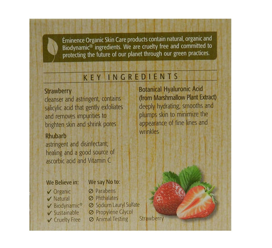 Eminence Organic Skincare Strawberry Rhubarb Masque With Vegan Friendly Hyaluronic Acid, 2 Fluid Ounce