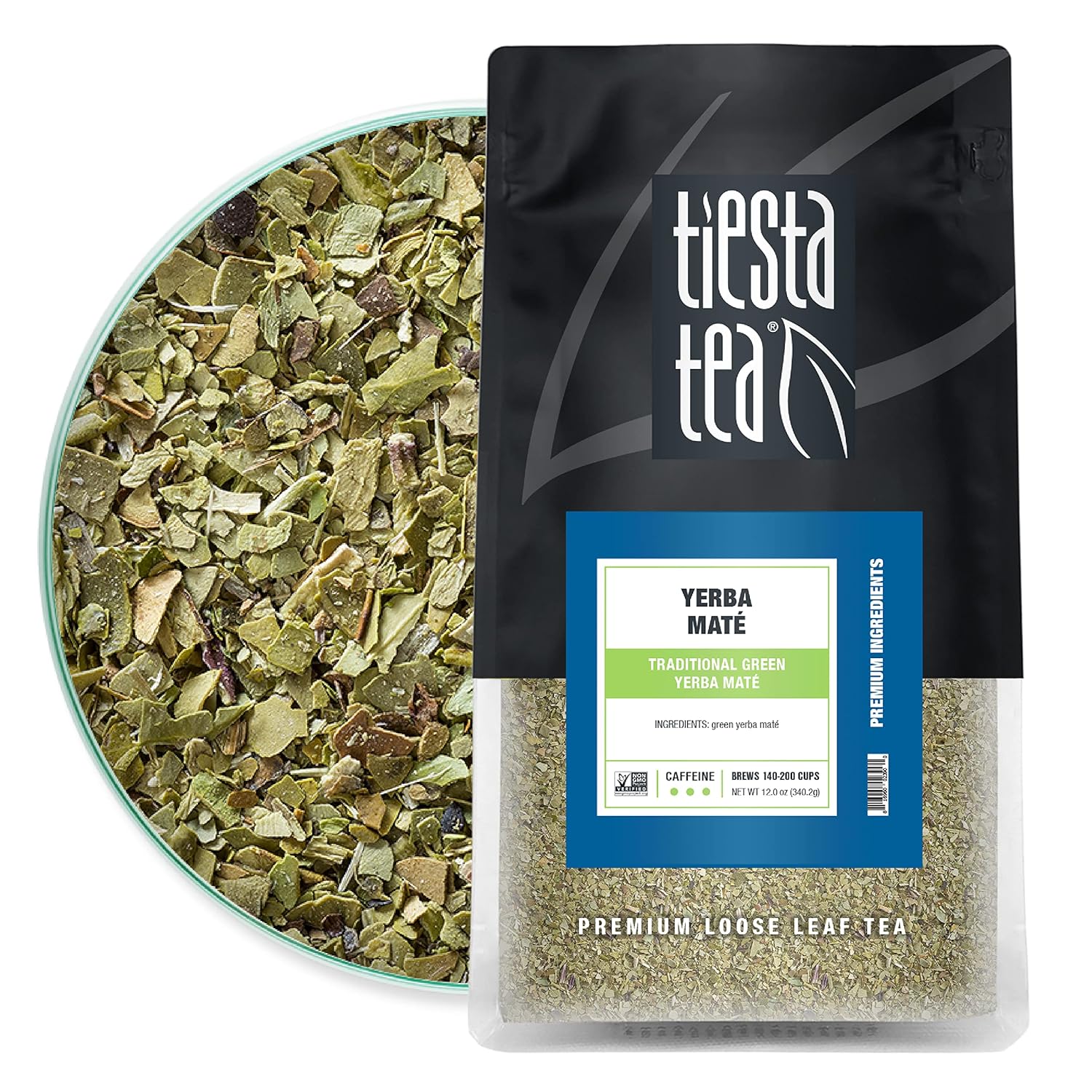 Tiesta Tea - Yerba Mate | Traditional Green Maté Tea | Premium Loose Leaf Tea | High Caffeinated Tea | Make Hot Or Iced Tea & Brews Up To 200 Cups | All Natural Flavors - 12Oz Resealable Bulk Pouch