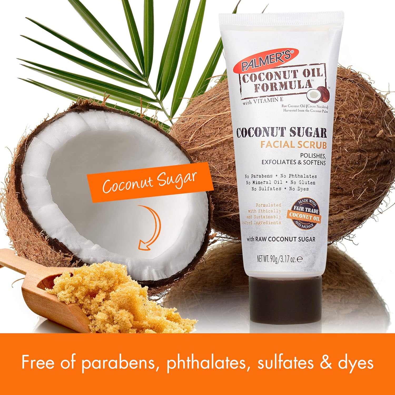 Palmer's Coconut Oil Formula Coconut Sugar Facial Scrub Exfoliator, Face Scrub to Gently Exfoliate Away Dirt and Dead Skin Cells with Chamomile to Soften & Calm, 3.17 Ounces (Pack of 1) : Everything Else