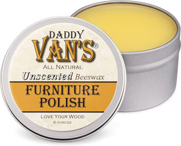 Daddy Van's All Natural Unscented Beeswax Furniture Polish - Food Safe Wood Conditioning Salve Nourishes and Protects Furniture, Cabinets, Antiques and Butcher Block