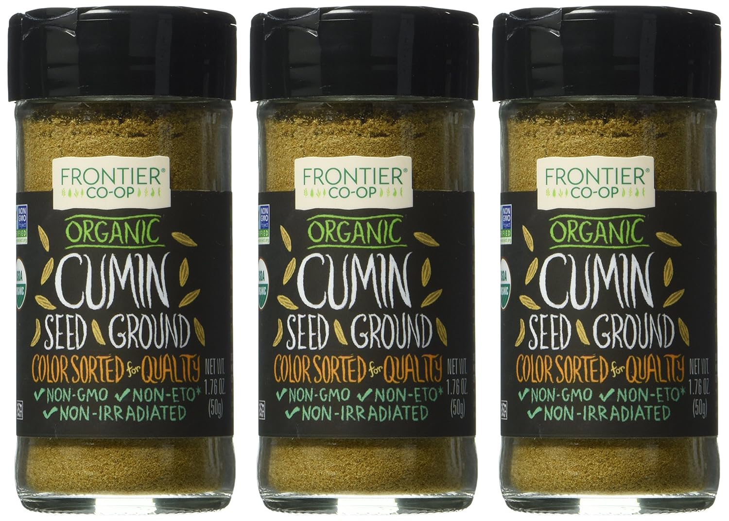 Frontier Natural Cumin Seed Ground Organic, 1.76-Ounces (Pack Of 3)