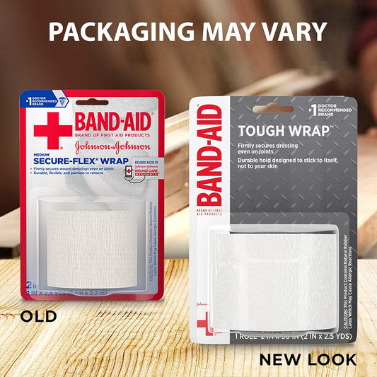 Band-Aid Brand Of First Aid Products Tough Wrap Self-Adhesive Bandage Wrap, Elastic & Water-Resistant For Minor Wound Care & Dressing, Flexible Fabric, Lightweight, Durable, 2 In By 2.5 Yd