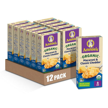 Annie’S Macaroni Classic Cheddar Organic Mac And Cheese Dinner With Organic Pasta, 6 Oz (Pack Of 12)