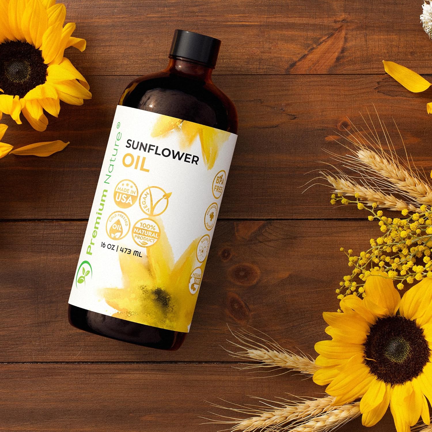 Sunflower Oil Cold Pressed Seed Oils Unrefined Sun Flower Liquid For Face Hair Skin Sunflowers Essential Oil Carrier For Mixing Pure Massage Oil 16Oz : Beauty & Personal Care