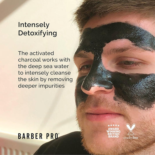 Barber Pro Face Putty Black Peel Off Mask With Activated Charcoal Detoxifying Unclog Pores Deep Cleansing & Brightening Mens Skincare Multi Award Winning Brand 40Ml