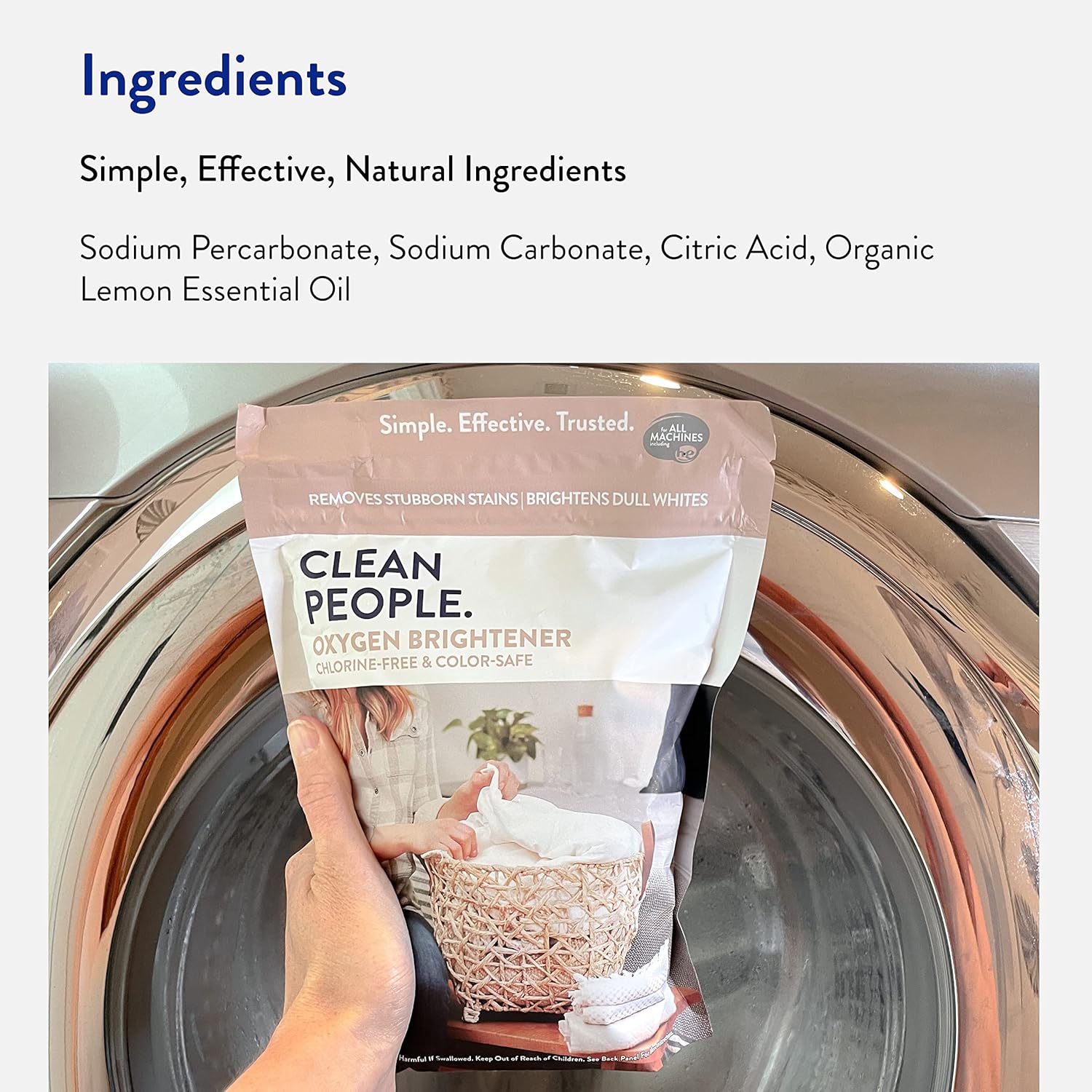 Clean People Natural Oxygen Brightener Stain Remover - Natural Bleach Alternative, Plant Derived Ingredients, Brightens Dull Whites And Colors - Natural Stain Remover For Laundry - 41 Oz