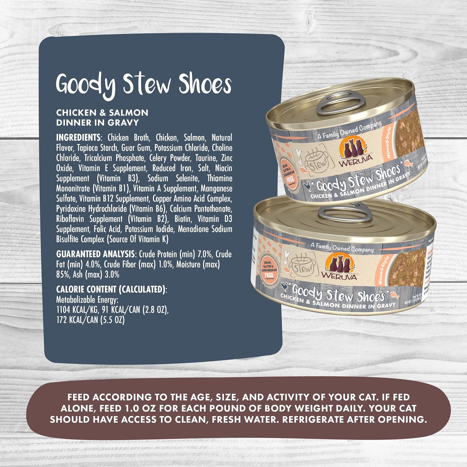 Weruva Classic Cat Stews!, Goody Stew Shoes with Chicken & Salmon in Gravy, 2.8oz Can (Pack of 12) : Pet Supplies