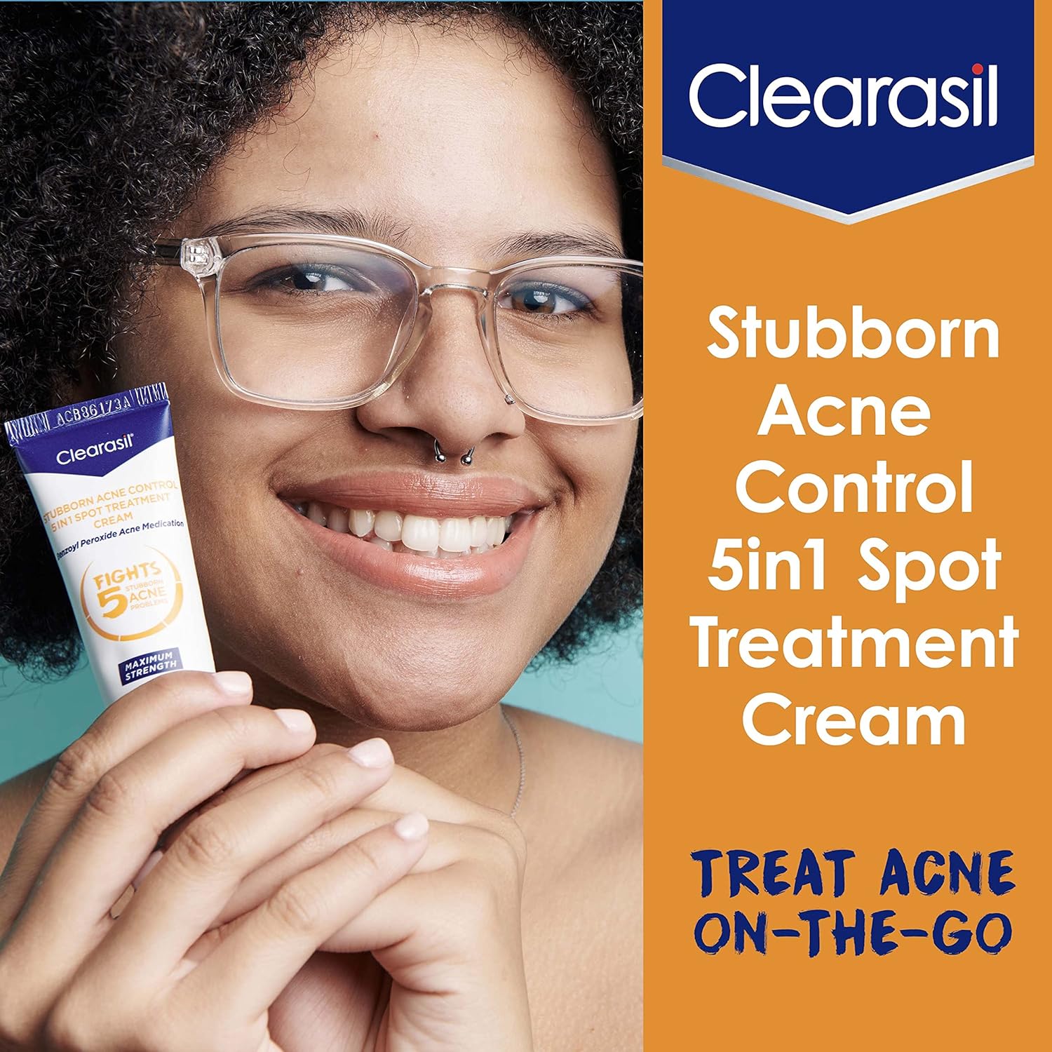 Clearasil Stubborn Acne Control 5in1 Spot Treatment Cream, Maximum Strenght with 10% Benzoyl Peroxide, Acne Medication, 1 oz : Everything Else