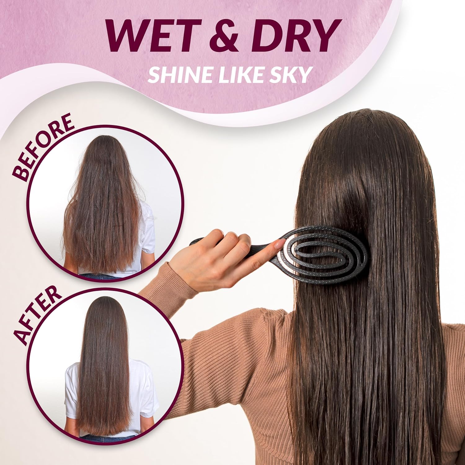 Marqus Boar Bristle Hair Brush - Suitable For Every Hairtype With Extra Bristles - Made From Environmentally Friendly Bio-Plastic, Black