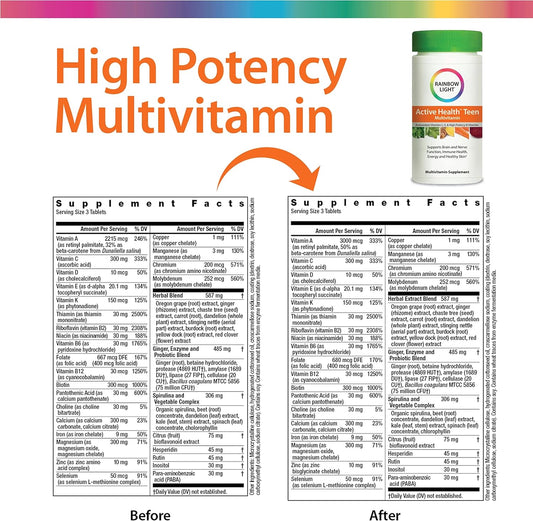 Rainbow Light Multivitamin For Teens, Vitamin C, Zinc, & B Complex, Supports Brain Health, Nerve Function, And A Strong Immune System, Gluten Free, Vegetarian, Fruit Punch, 90 Tablets