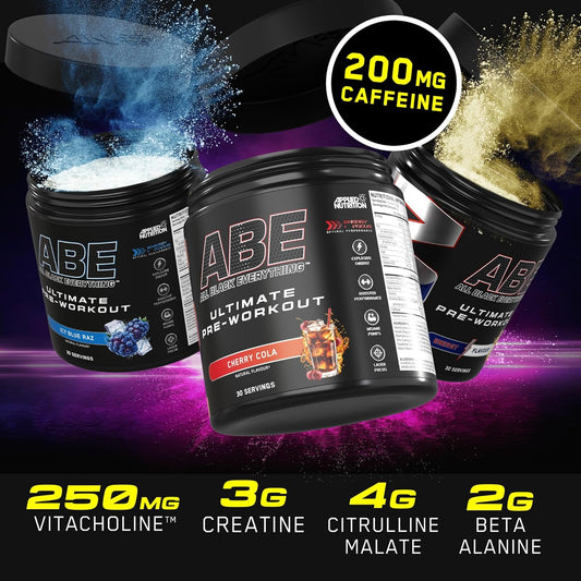 Applied Nutrition Abe Pre Workout - All Black Everything Pre Workout Powder, Energy & Physical Performance With Citrulline, Creatine, Beta Alanine (375G - 30 Servings) (Strawberry Mojito)