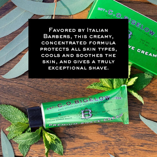 C.O. Bigelow Travel Shaving Cream, 1.7 Oz Mens Shaving Cream With Eucalyptus Oil For Sensitive Skin & All Skin Types, Travel Size