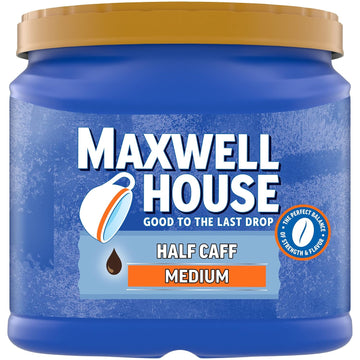 Maxwell House Half Caff Medium Roast Ground Coffee with 1/2 the Caffeine (25.6 oz Canister)