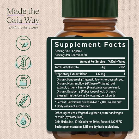 Gaia Herbs Lactation Support - Supports Healthy Milk In Nursing Mothers* - Fenugreek And Fennel Seed - 60 Vegan Liquid Phyto-Capsules (20-Day Supply)