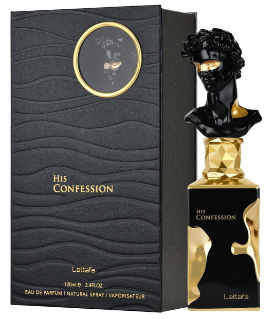 Lattafa His Confession For Men Eau De Parfum Spray, 3.4 Ounce / 100 Ml