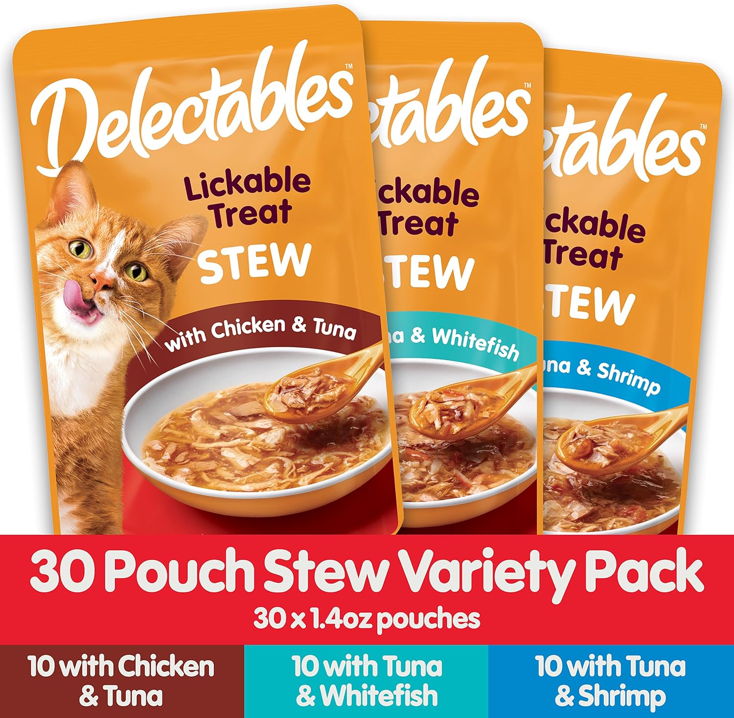 Hartz Delectables Stew Lickable Wet Cat Treats for Adult & Senior Cats, Variety Pack, 30 Count : Pet Supplies