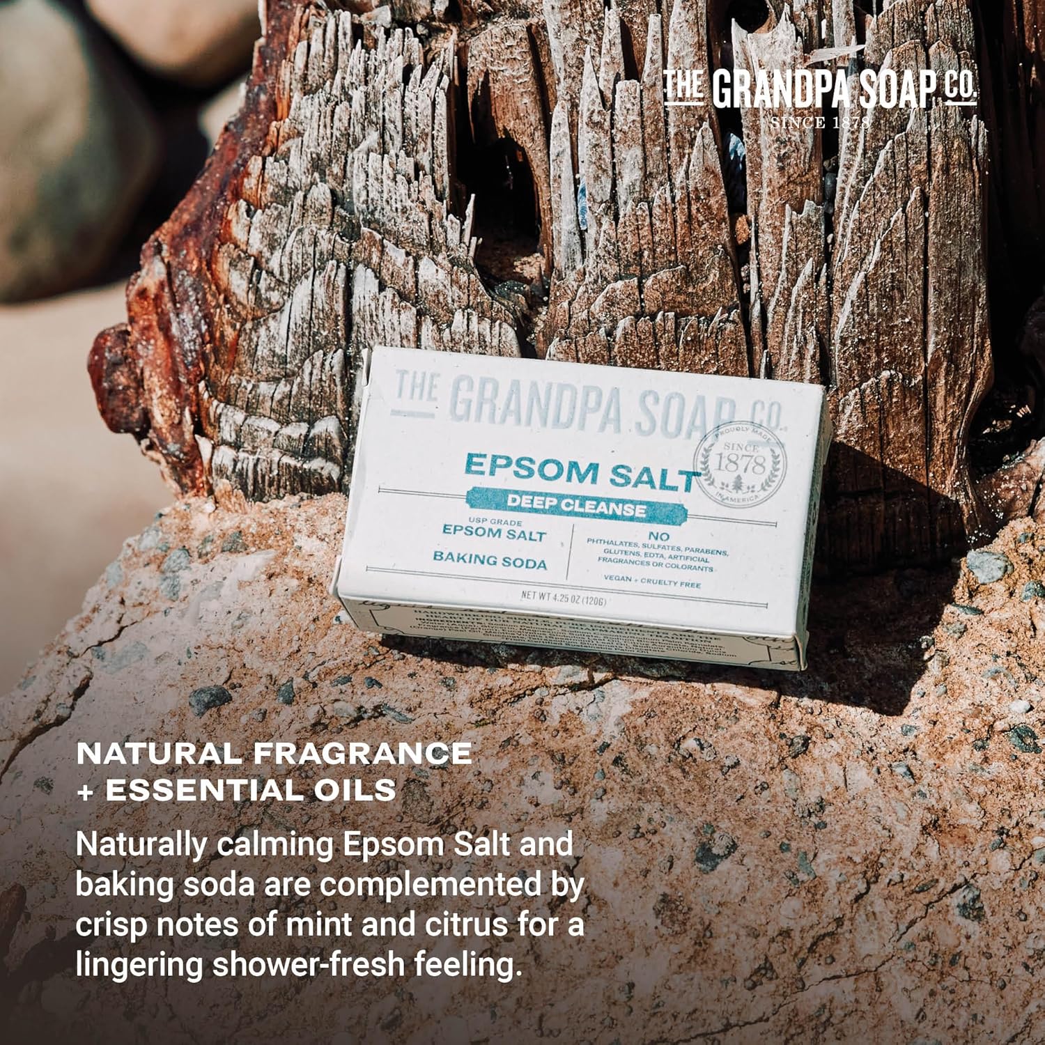 The Grandpa Soap Company Epsom Salt Bar Soap - Deep Cleansing Soap, Made With Epsom Salt And Baking Soda, Removes Dirt Grease And Grime, Vegan, For Face And Body, 4.25 Oz, 4 Pack : Beauty & Personal Care