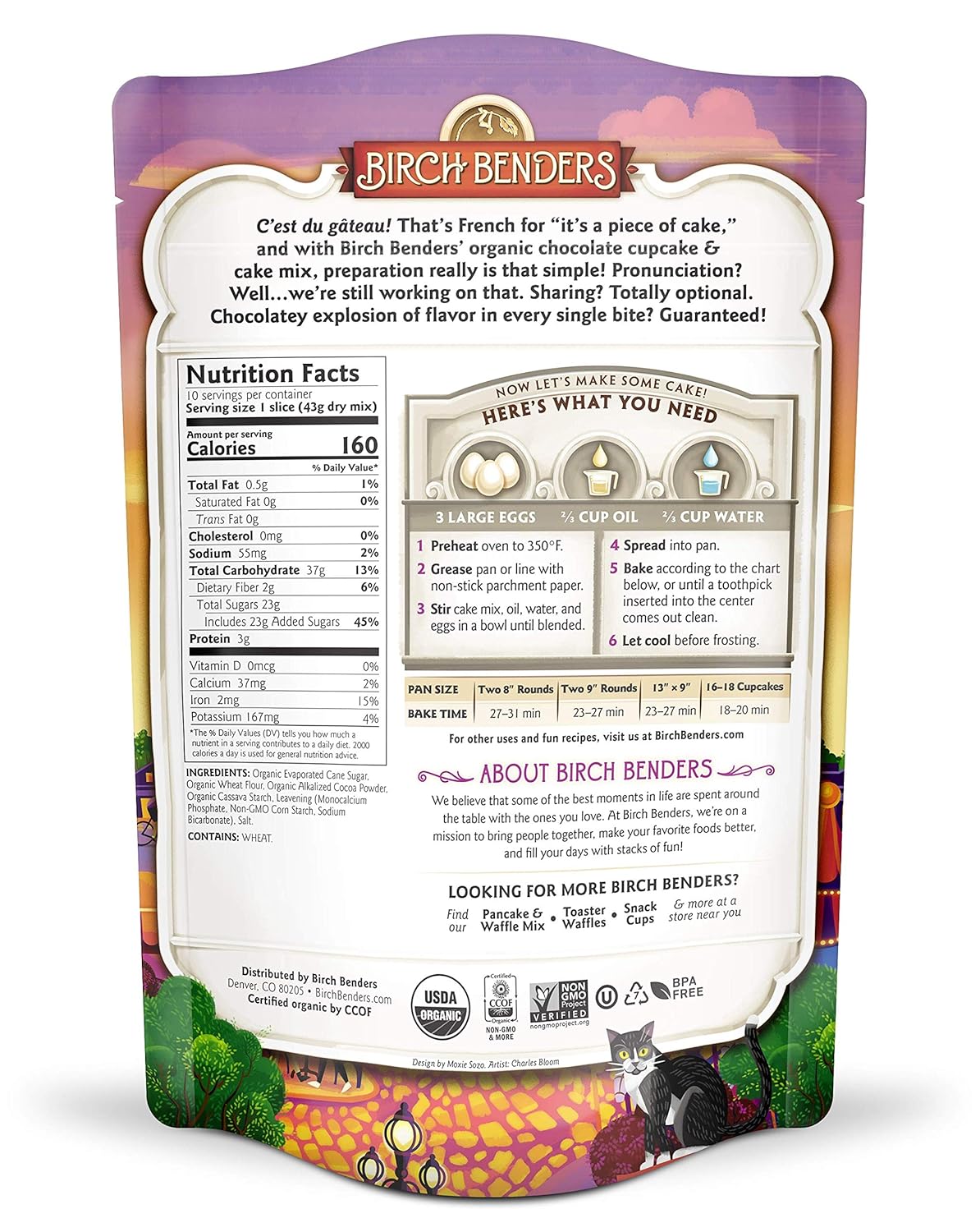 Organic Chocolate Cake Mix by Birch Benders, 3 Pack (15.2oz each)