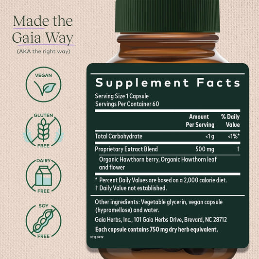 Gaia Herbs Hawthorn Supreme - Hawthorn Berry Supplement To Support Heart Health - For Use At Every Age And Stage To Sustain And Support The Heart - 60 Vegan Liquid Phyto-Capsules (30-Day Supply)