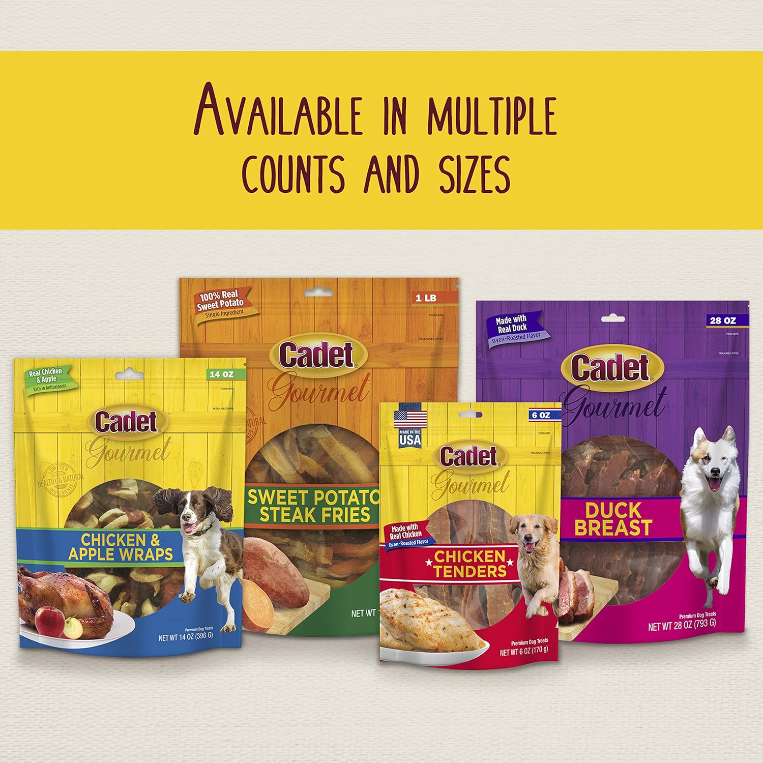 Cadet Gourmet Beef Hide & Chicken Twists Dog Treats - Healthy & Natural Rawhide & Chicken Dog Treats for Small & Large Dogs - Inspected & Tested in USA, 8 In. (6 Count) : Pet Supplies
