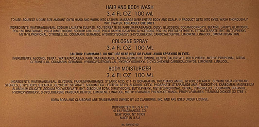 Liz Claiborne Bora 3 Pc. Gift Set (Cologne Spray 3.4 Oz + Hair & Body Wash 3.4 Oz + Body Moisturizer 3.4 Oz) For Men By 3.4 Fl Oz