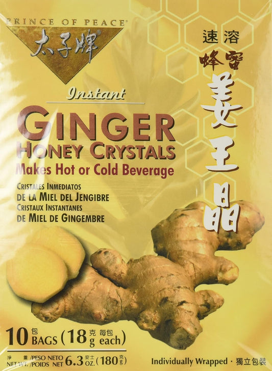 Prince Of Peace Instant Tea, Ginger Honey Crystals, 10-Count (Pack Of 4)