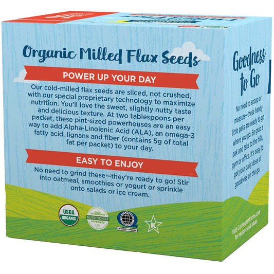 Carrington Farms Organic Milled Flax Seed, Gluten Free, USDA Organic, 12 Count Easy Serve Packets (Pack of 6)
