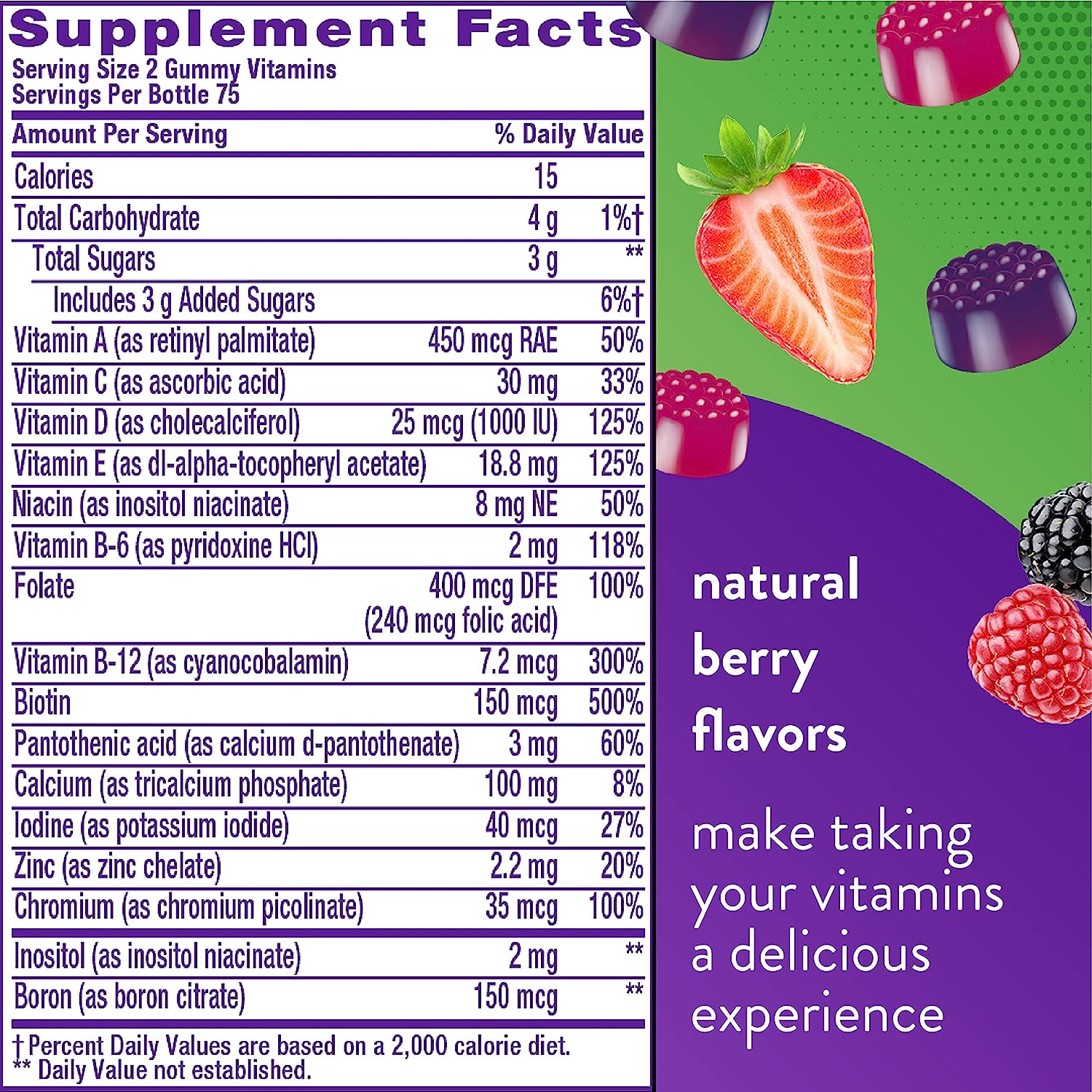 Vitafusion Womens Multivitamin Gummies, Berry Flavored Daily Vitamins for Women With Vitamins A, C, D, E, B-6 and B-12, America’s Number 1 Gummy Vitamin Brand, 75 Days Supply, 150 Count : Health & Household