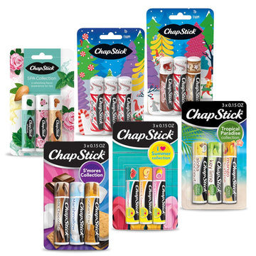 Chapstick Fan Favorites Multi-Pack Flavored Lip Balm Tubes Fan Favs - 0.15 Oz (Box Of 6 Packs Of 3)