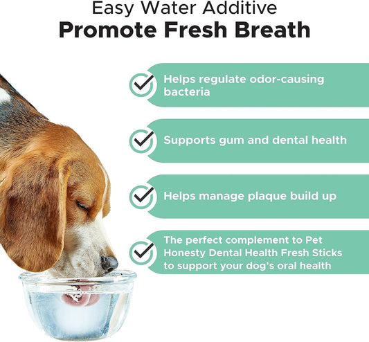 Pet Honesty Oral Hygiene Dental Water Additive | Dog Mouthwash + Teeth Cleaning | Keeps Teeth + Gums Clean | Freshens Breath + Targets Plaque + Tartar - 8 Oz