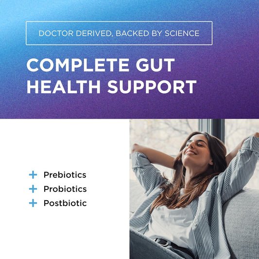 Dr. Emil Nutrition Total Gut Health Complex - Prebiotic + Probiotic + Postbiotic Gut Health Supplements For Women And Men - Probiotics For Digestive Health & Gut Health, 120 Capsules