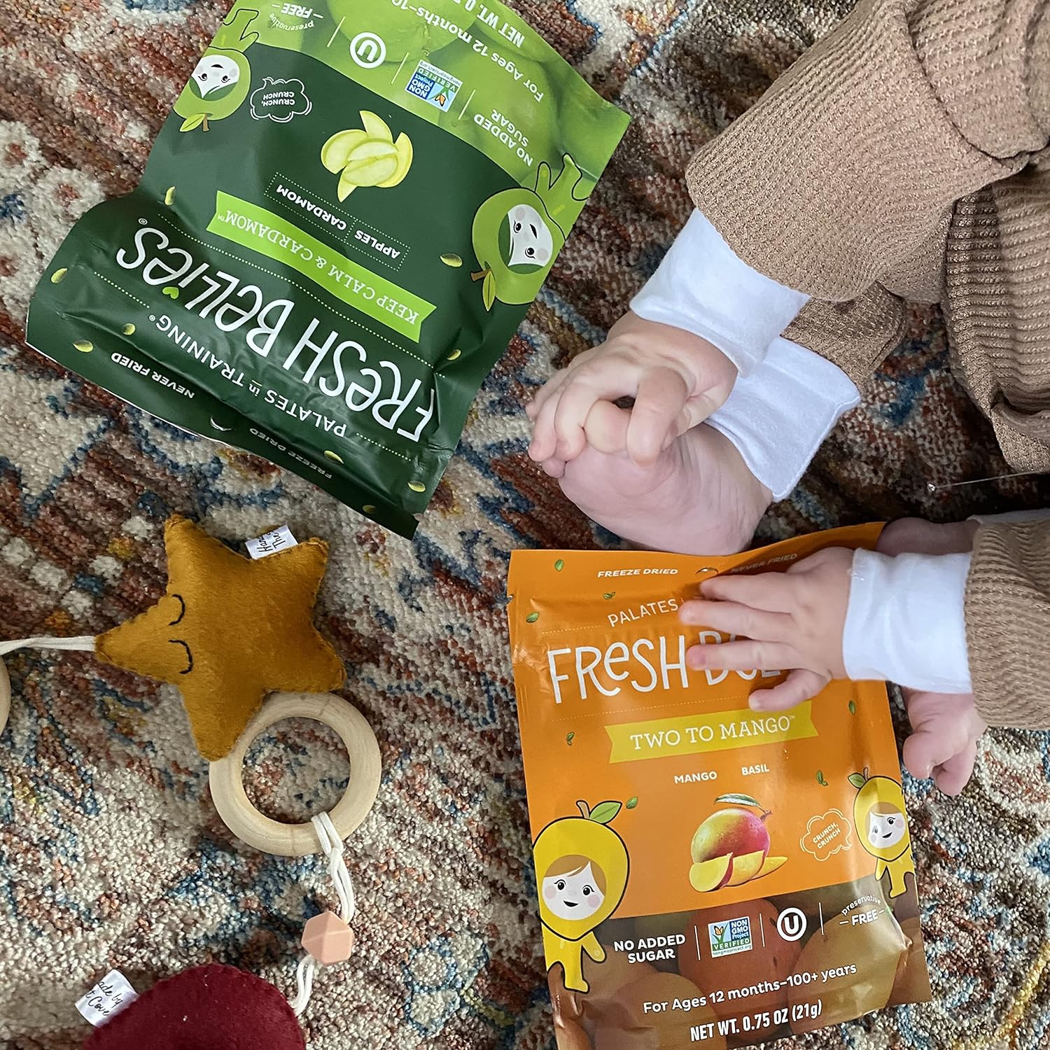 Fresh Bellies Two to Mango| Mango Freeze Dried Healthy Snack for Kids| Gluten Free Freeze Dried Fruit Kids Snack with No Preservatives & No Added Sugar| Age 12+ Months| 6-Pack