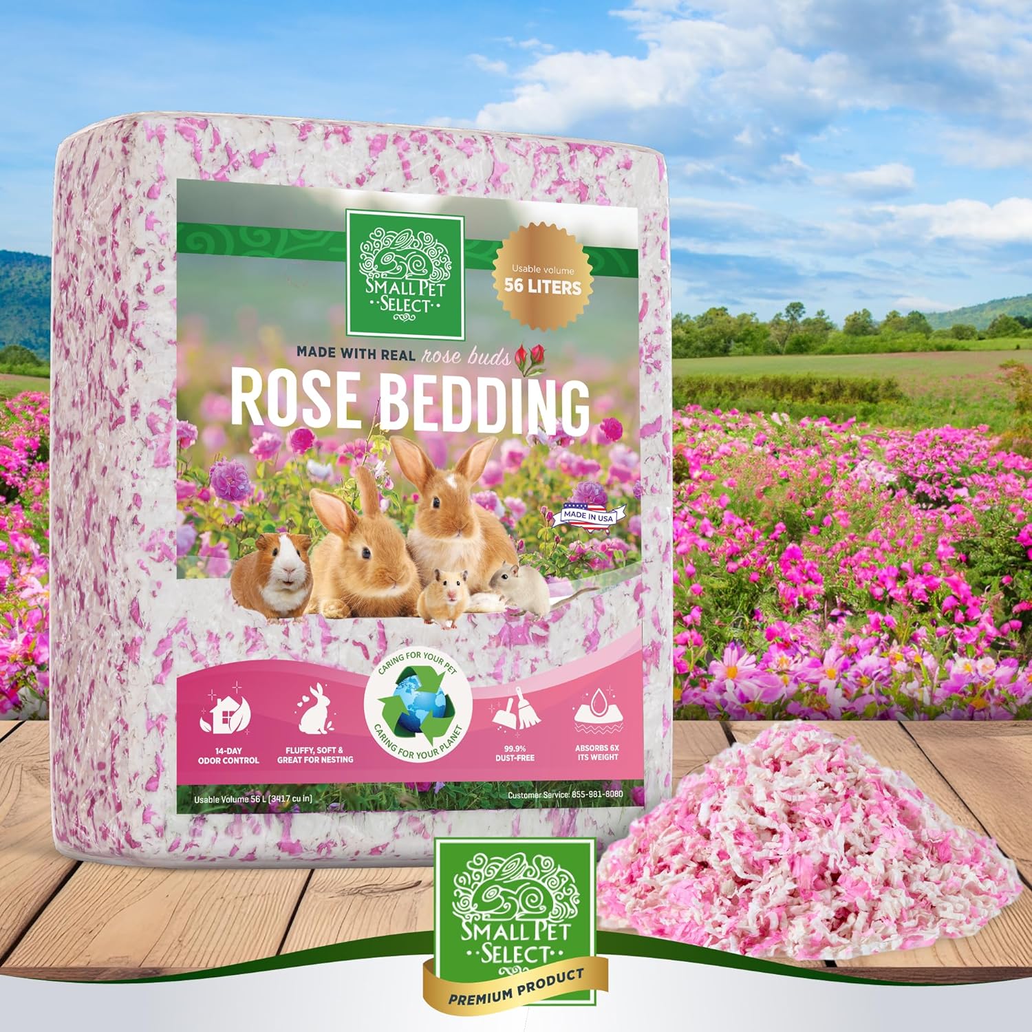 Small Pet Select - Natural Paper Bedding with Real Rose Petals, 56L : Pet Supplies