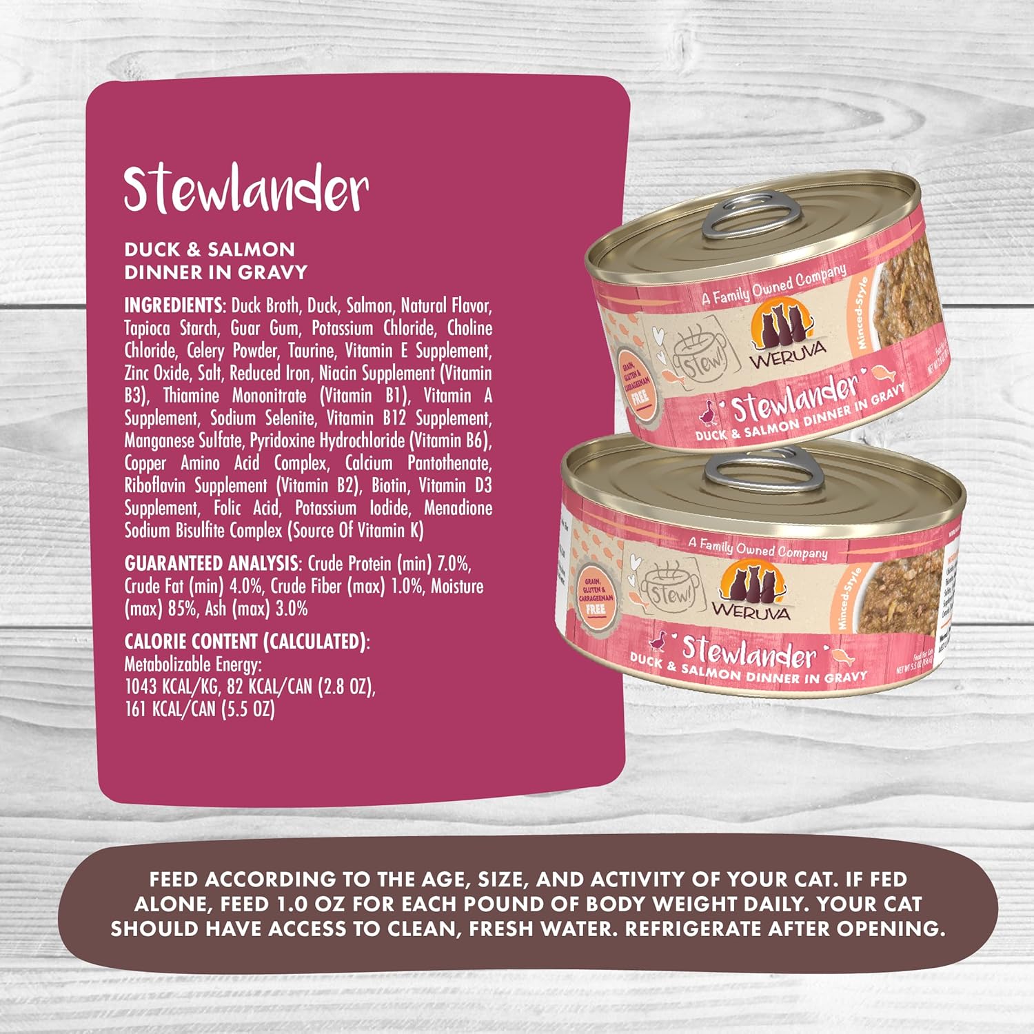 Weruva Classic Cat Stews!, Stewlander with Duck & Salmon in Gravy, 2.8oz Can (Pack of 12) : Pet Supplies