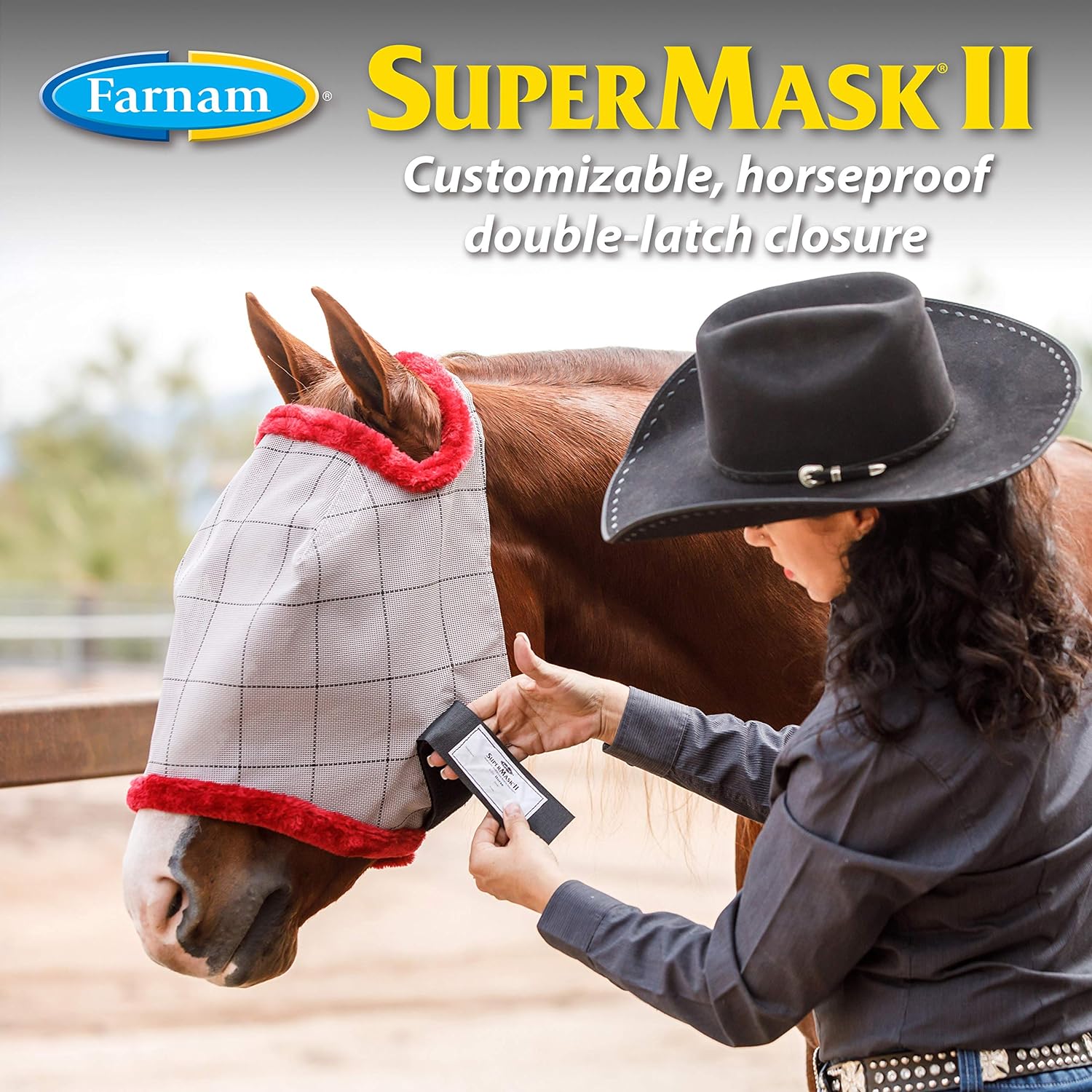 Farnam SuperMask II Classic Horse Fly Mask with Ears, Arabian size, Assorted : Farnam/VPL Central Life Sciences: Pet Supplies