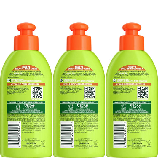 Garnier Fructis Style Anti-Humidity Smoothing Milk for Frizz Resistance, 5.1 Fl Oz, 3 Count, (Packaging May Vary)