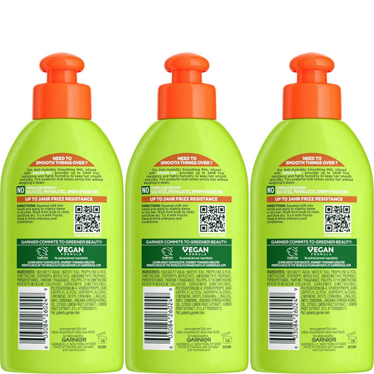 Garnier Fructis Style Anti-Humidity Smoothing Milk For Frizz Resistance, 5.1 Fl Oz, 3 Count, (Packaging May Vary)