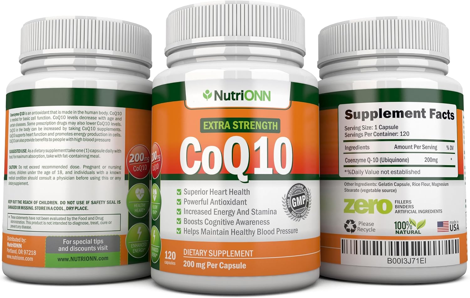 Nutrionn Coq10 200Mg (Double Strength), 120 Capsules - High Absorption Coenzyme Q10 - Scientifically Proven Extra Strength Coq10 Ubiquinone - 4 Month Supply : Health & Household