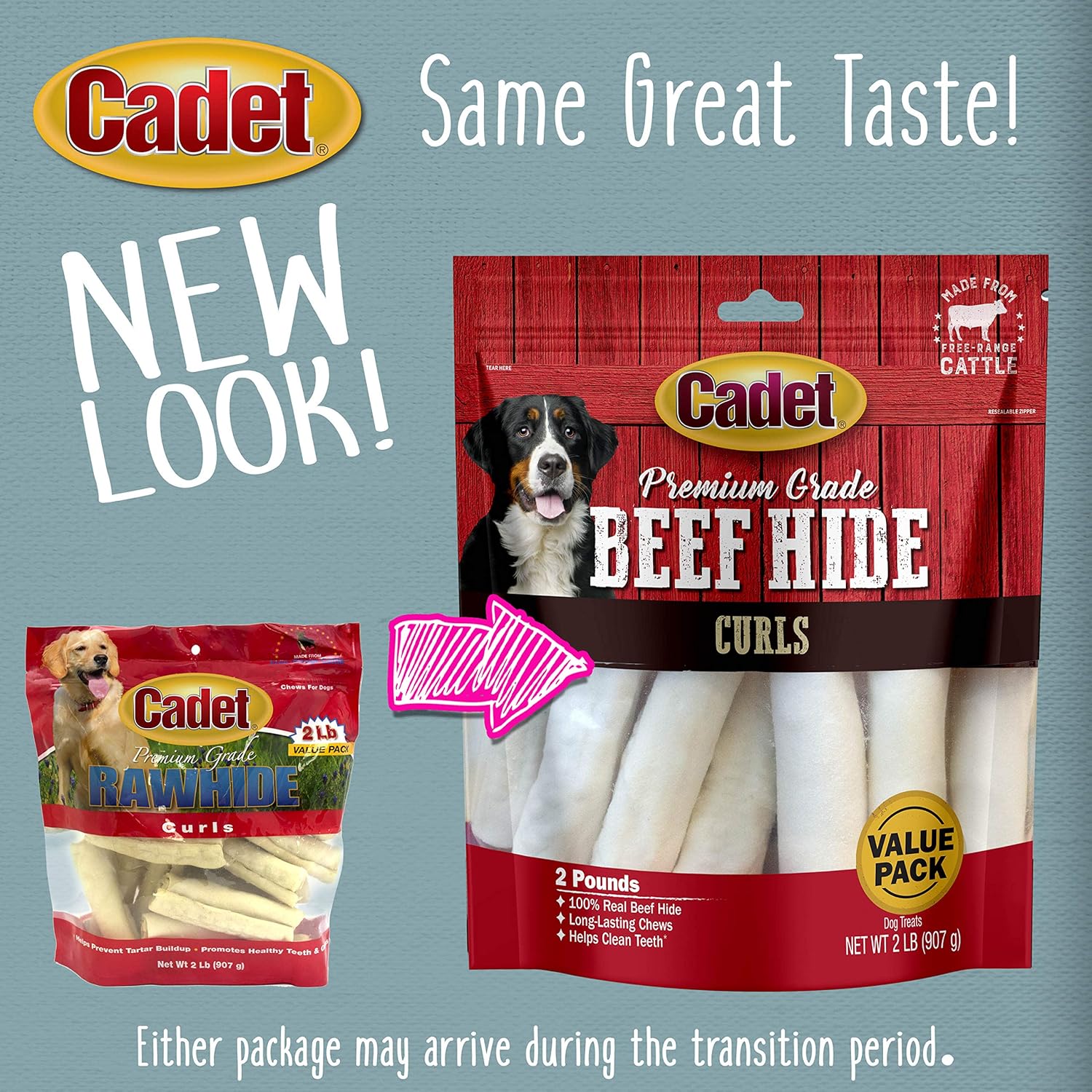 Cadet Premium Grade Beef Hide for Dogs, Long Lasting Rawhide Chips, Single Ingedient Dog Chews, Beef Hide Flavor (2 Pound) : Pet Treat Bones : Pet Supplies