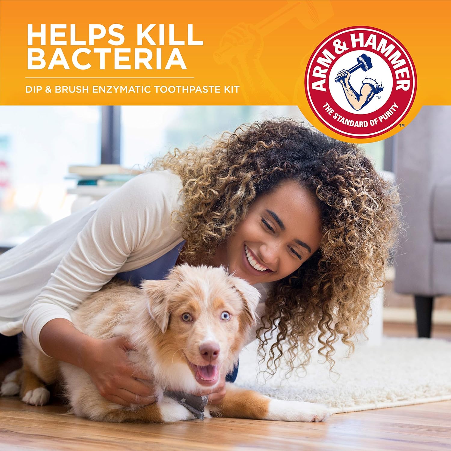 Arm & Hammer Dip & Brush Tartar Control Enzymatic Toothpaste Kit for Puppies with 2 Microfiber Finger Bushes, 2.5 Ounces, Vanilla Ginger Flavor | Dog Dental Care Kit : Pet Supplies