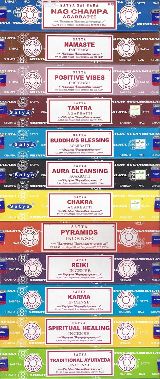 Set Of 12 Nag Champa Namaste Positive Vibes Tantra Buddha Blessing Aura Cleansing Chakra Pyramids Reiki Karma Spiritual Healing Traditional Ayurveda By Satya