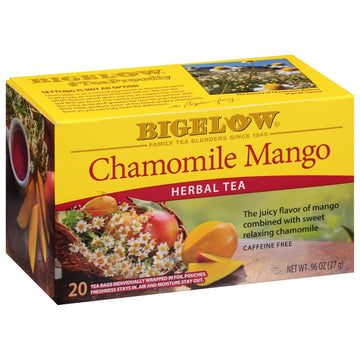 Bigelow Tea Chamomile Mango Herbal Tea, Caffeine Free Tea With Mango, 20 Count Box (Pack Of 6), 120 Total Tea Bags