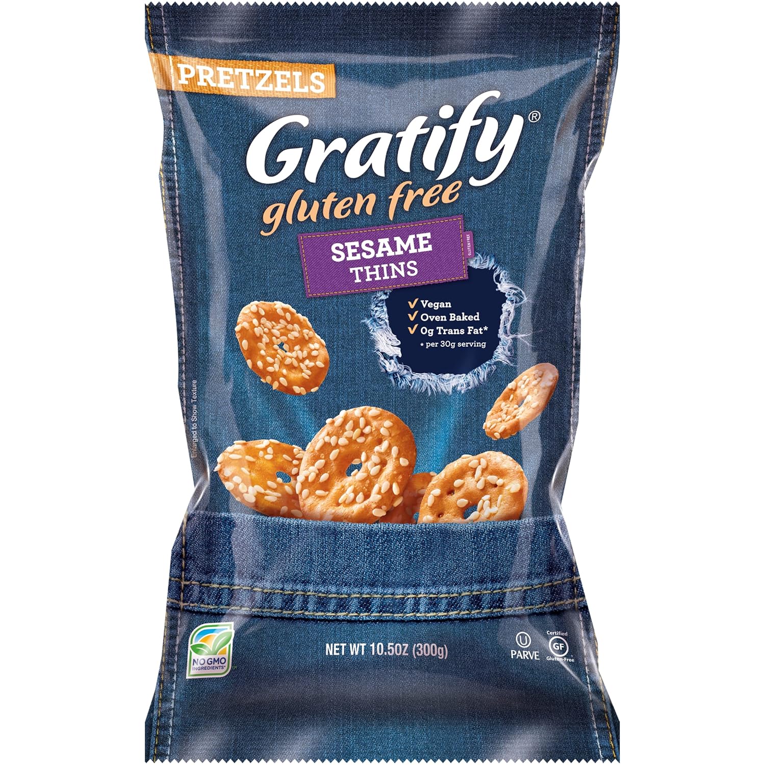 Gratify Pretzel Gf Thin Sesame 10.5Oz