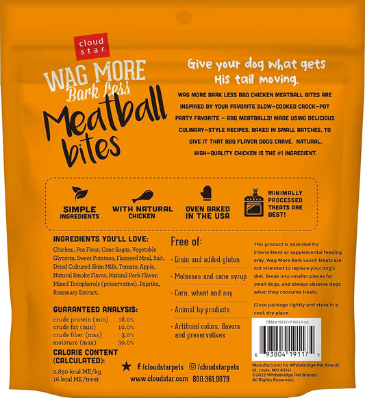 Cloud Star Wag More Bark Less Grain Free Meatball Bites, Bbq Chicken Recipe, 14 Oz