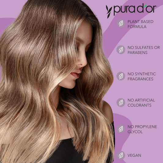 Pura D'Or Apple Cider Vinegar Thin2Thick Set (16Oz X 2) Acv Shampoo & Conditioner, Clarifying - Biotin, Keratin, Caffeine, Castor Oil, Aloe - All Hair Types, Men & Women (Packaging May Vary)